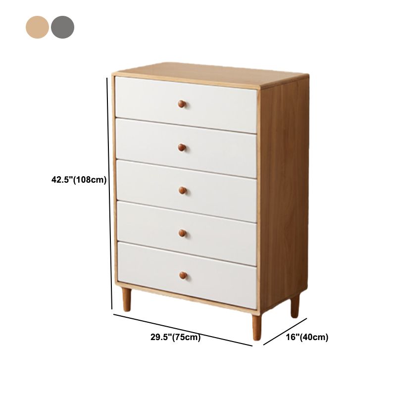 Moderne massieve houten borst met 4 natuurlijke benen en zachte close -laden