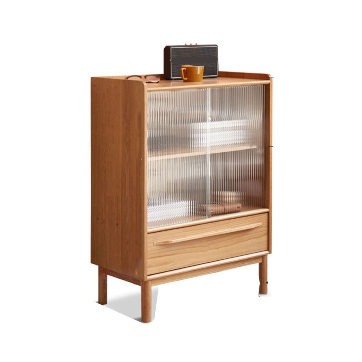 Glass Paned 1 - Drawer Solid Wood Accent Cabinet for Living Room Clearhalo 'Cabinets & Chests' 'cabinets_chests' 'furn' 'furn_cabinets_chests' 'Furniture' 'Living Room Furniture' 1200x1200_523325c1-8652-4391-92f4-a4dfc15d21a0