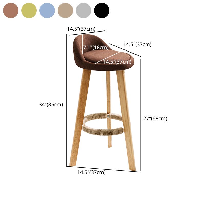 Modern Fabric Footrest Bar Stool Indoor Low Back Round Counter Stool with Wood Legs Clearhalo 'Bar Furniture' 'Bar Stools' 'bar_stools' 'furn' 'furn_bar_stools' 'furniture_bar_stools' 'Kitchen & Dining Furniture' 'kitchen&dining_furn' 'kitchen' 'kitchen_furn' Furniture' 1200x1200_5233c097-c7c6-43f2-89e2-c9eb66e1da93