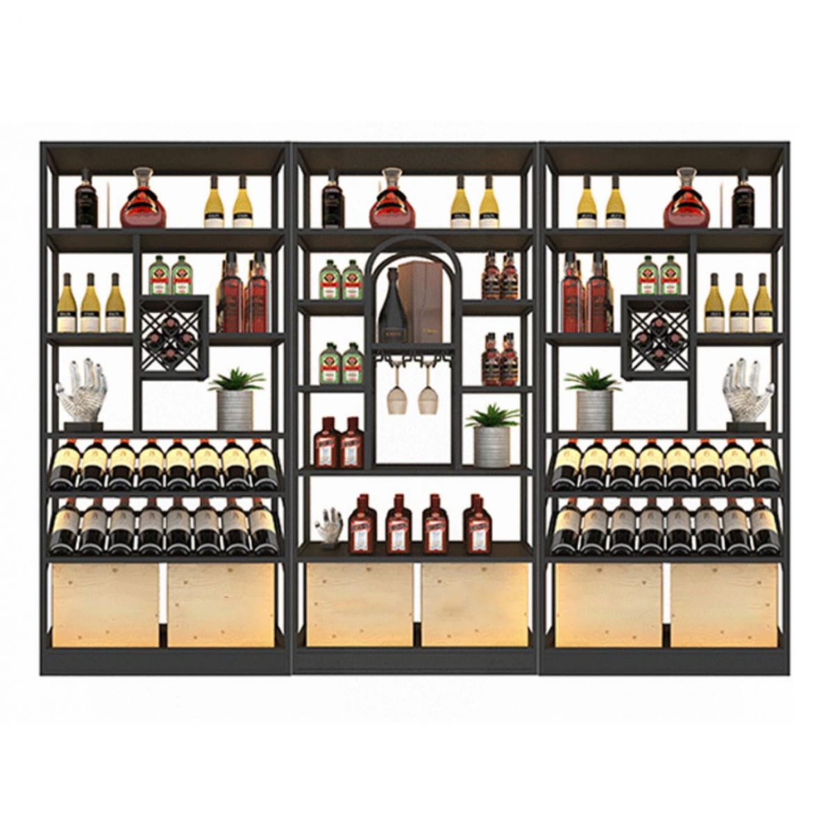 Freestanding Luxury Wine Jail Metal with Shelf Wine Rack Kit 11.8"Wide Clearhalo 'furn' 'furn_wine_racks' 'Furniture' 'Kitchen & Dining Furniture' 'Wine Racks' 'wine_racks' 1200x1200_52350fe8-c2a8-444c-a3c1-c20023bde3bd