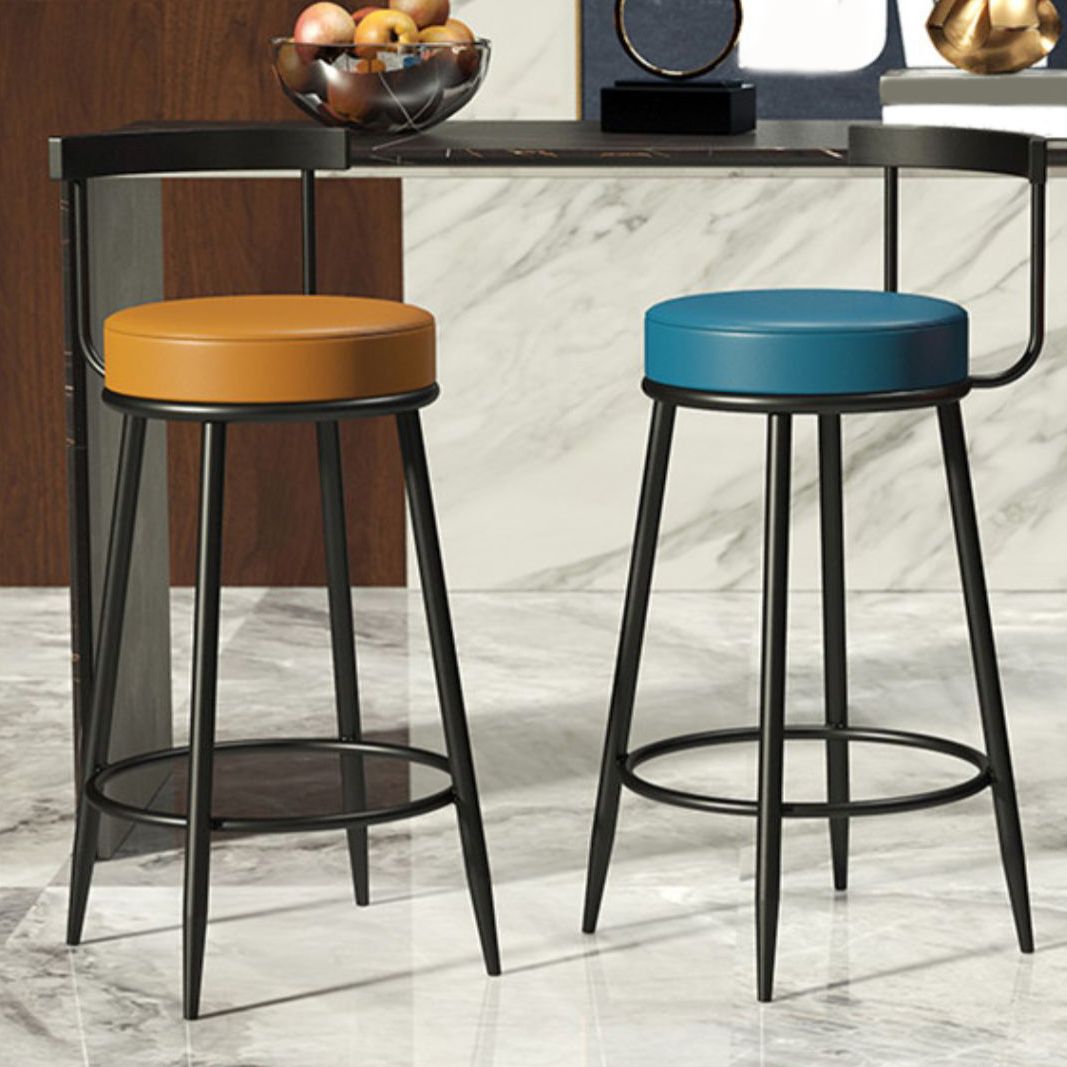 Contemporary  Low Back Home Stool Matte Finish Upholstered Bar Stools