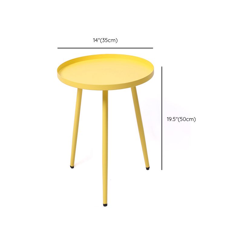 Metal Round 3 Legs End Table Minimalist Tray Top Accent Side Table