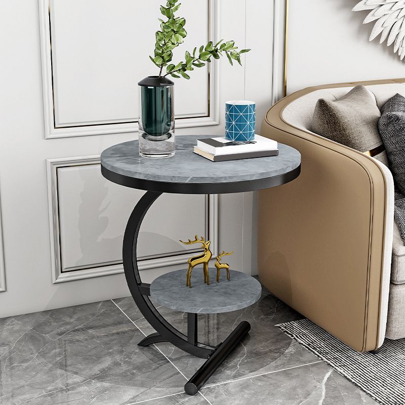 Glam Round Stone Side End Table Abstract Double Tier Sofa Side End Table Clearhalo 'Coffee & Accent Tables' 'End & Side Tables' 'end_side_tables' 'furn' 'furn_end_side_tables' 'Furniture' 'Living Room Furniture' 1200x1200_5238a89f-0faf-40e9-bcf6-37749188626b