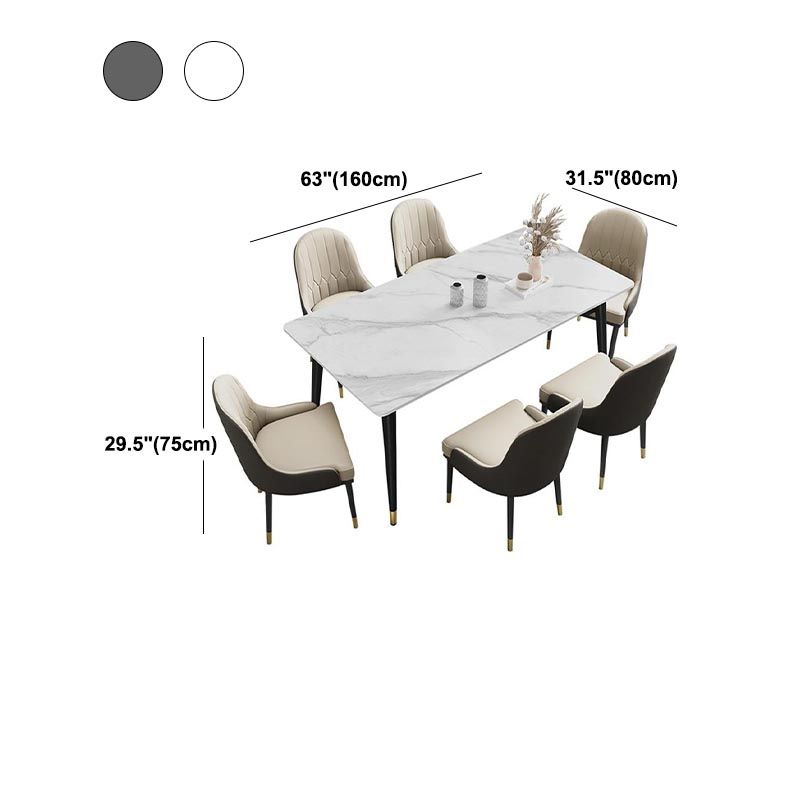長方形の石のトップダイニングテーブルモダンな黒い4脚ダイニングテーブルリビングルームのためのダイニングテーブル