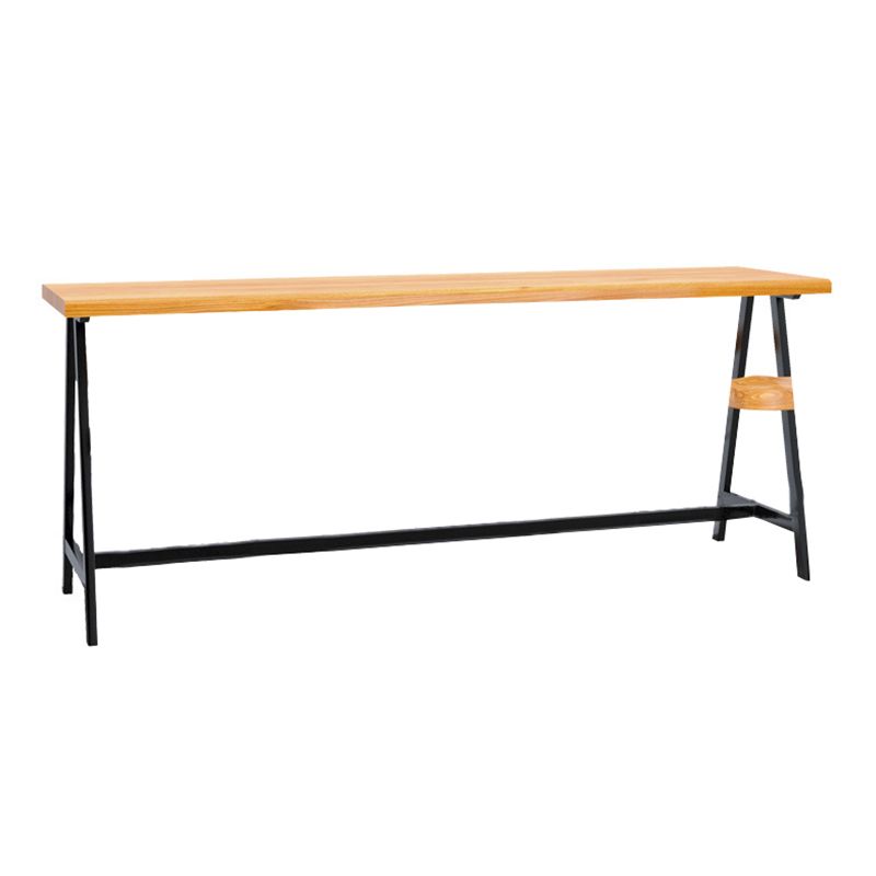 Modern Solid Wood Bar Table Brown Trestle Base Dining Table for Living Room Clearhalo 'Bar Furniture' 'Bar Tables' 'bar_tables' 'furn' 'furn_bar_tables' 'Furniture' 'Kitchen & Dining Furniture' 1200x1200_523a7464-00e7-4480-8971-5c7dff603a5a
