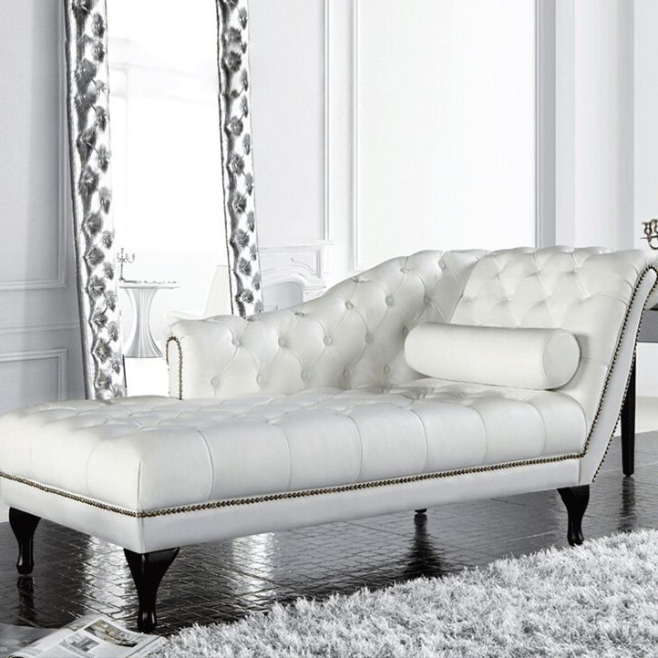 Sala de estar chaise brote brazo de cuero salón de chaise con tapicón mechoso