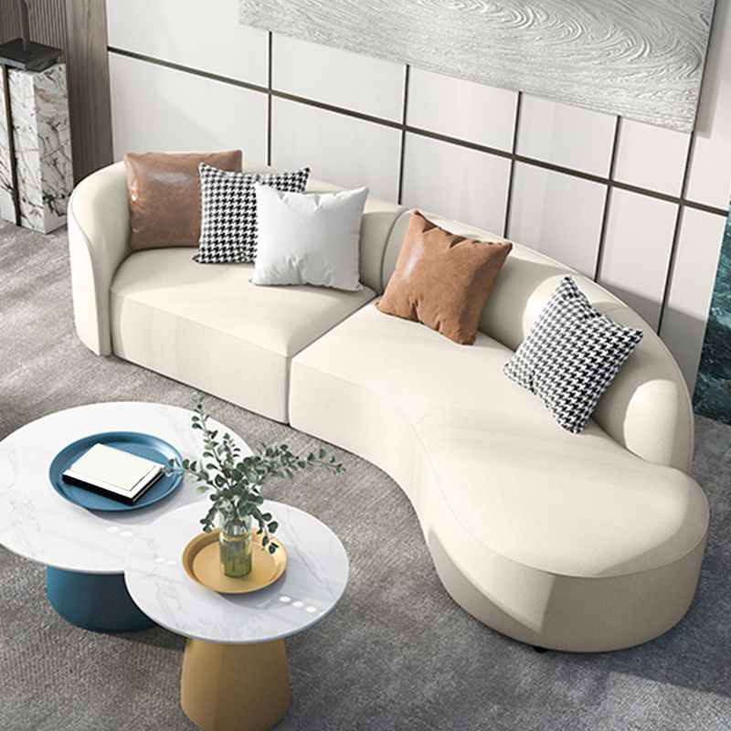 51 Inch One Arm Sectionals, Tight Back Curved Sectional Sofa for Living Room