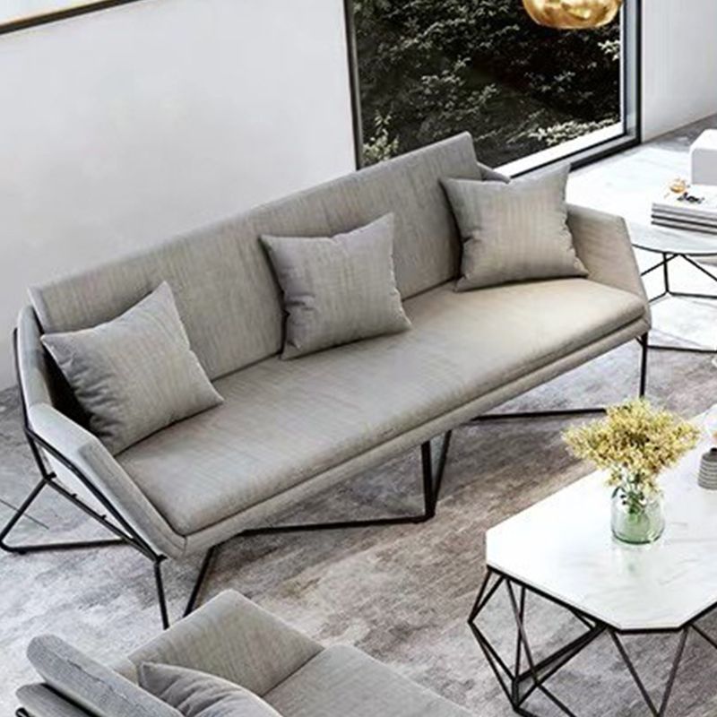 Hedendaagse stijl katoen wijd uitlopende armbank in grijs voor woonkamer