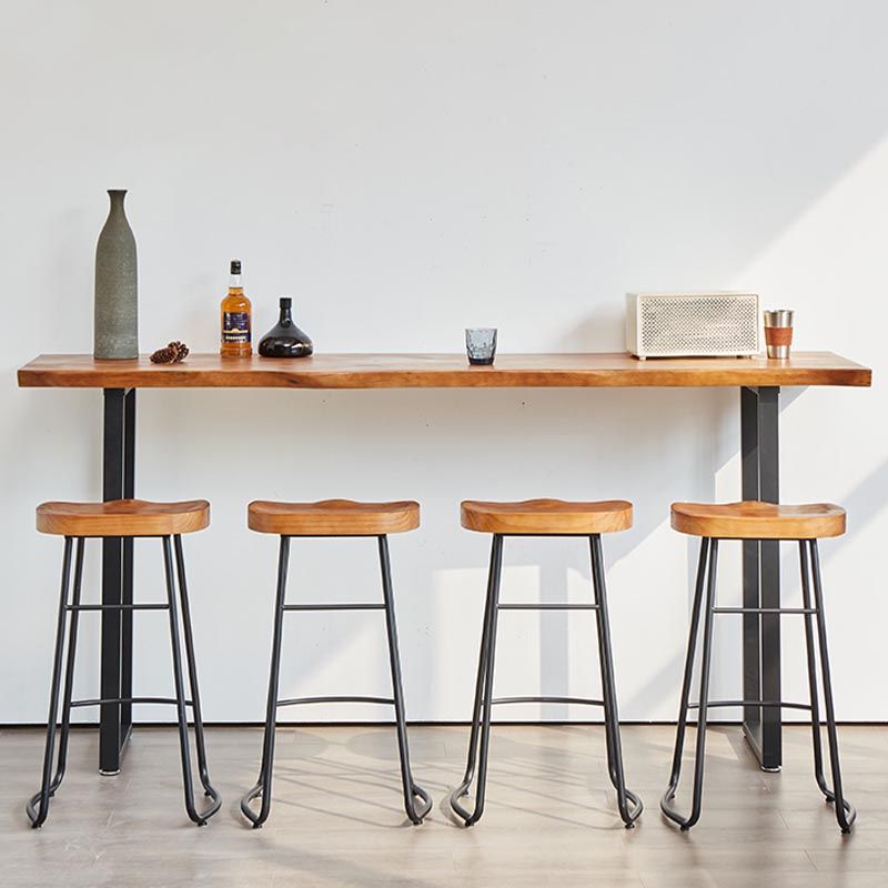 Pine Wood Top Bar Table Industrial Style Bar Table with Iron Sled Base