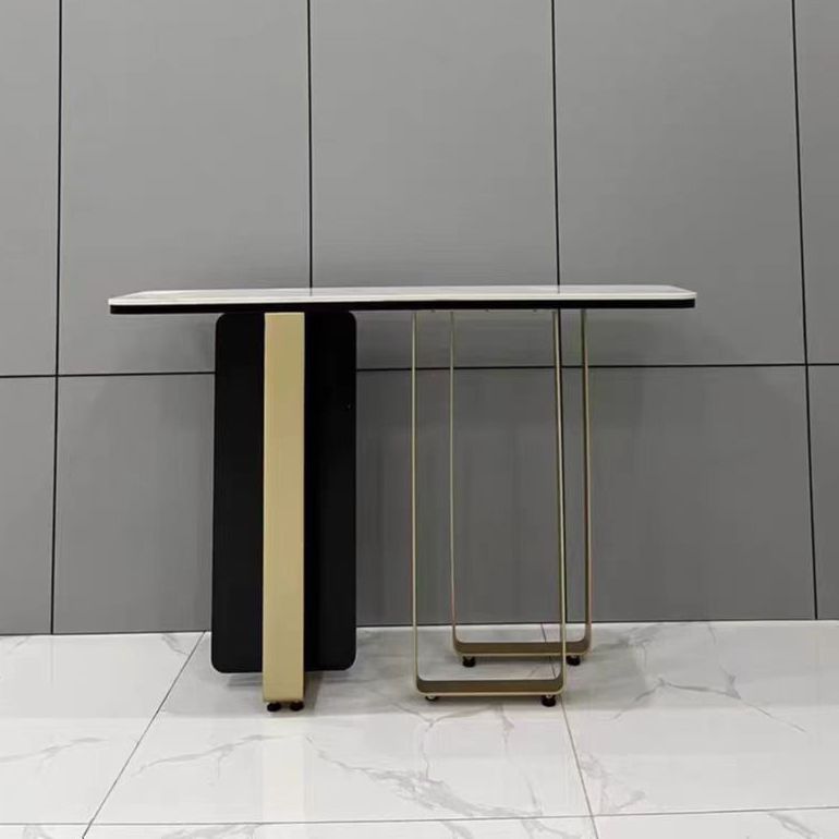 Tabella di accento glam largo 11 "Stone Tabella accento console bianco rettangolo bianco