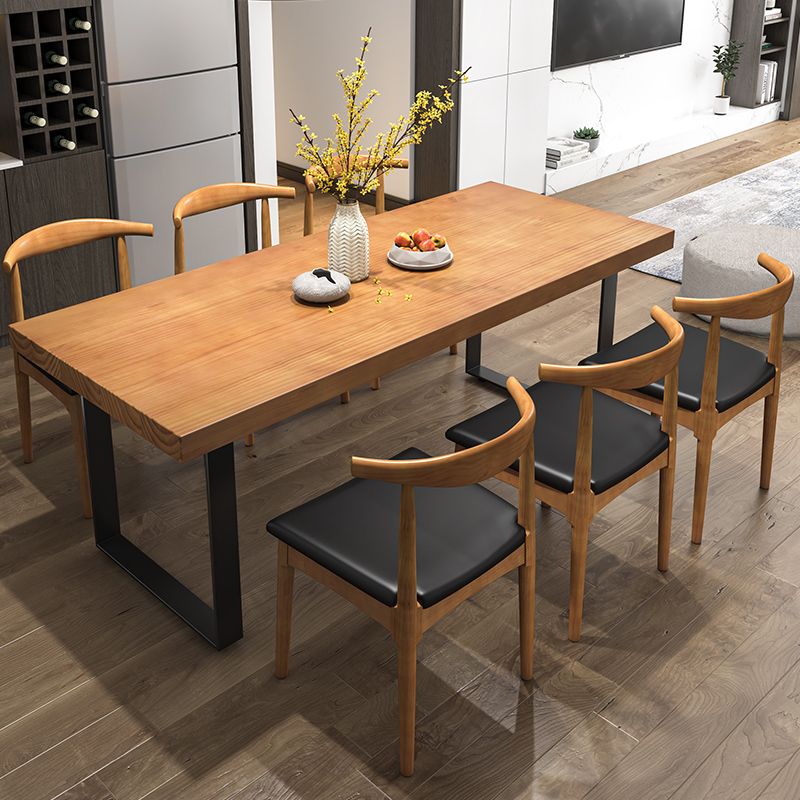 1/2/5/7 Pcs Metal Industrial Dining Set with Rectangle Table and Wooden Chairs Dinette Set Clearhalo 'Dining Room Sets' 'Dining Tables & Seating' 'dining_room_set' 'furn' 'furn_dining_room_set' 'Furniture' 'furniture_dining_room_set' 'Kitchen & Dining Furniture' 'kitchen&dining_furn' 'kitchen' 1200x1200_523fa9a8-9eb4-484b-b4dd-ec0e201aa534