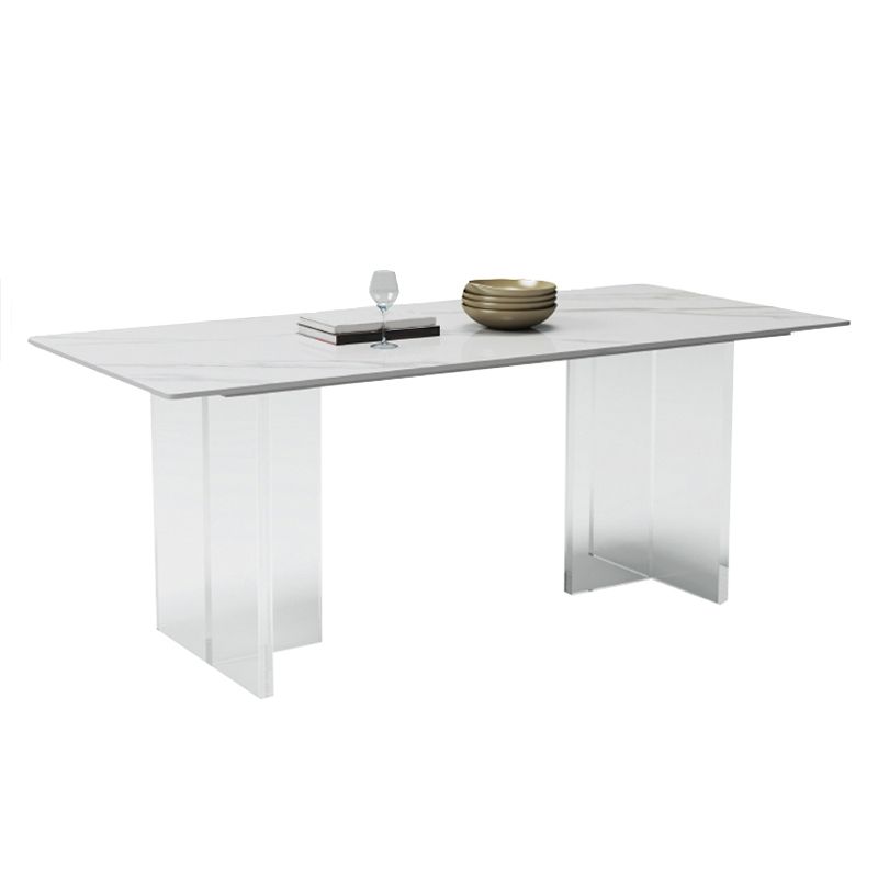 Modern White Dining Table Rectangle Sintered Stone Dining Table with Acrylic Base Clearhalo ' dining_table' 'Dining Tables & Seating' 'Dining Tables' 'furn' 'furn_dining_table' 'Furniture' 'furniture_dining_table' 'Kitchen & Dining Furniture' 'kitchen&dining_furn' 'kitchen' 'kitchen_dining_table' 1200x1200_523fd277-24e1-4f7c-8f9e-4d0384df67f8