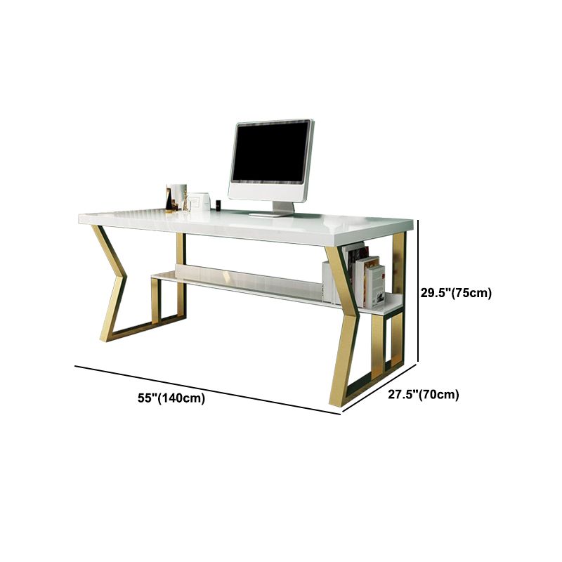 Glam Dormitory Writing Desk Rectangular Writing Desk with Metal Legs Clearhalo 'furn' 'furn_office_desk' 'Furniture' 'Office Desks' 'Office Furniture' 'office_desk' 1200x1200_5242f5af-a34e-4e16-9208-39e75ebfedb1