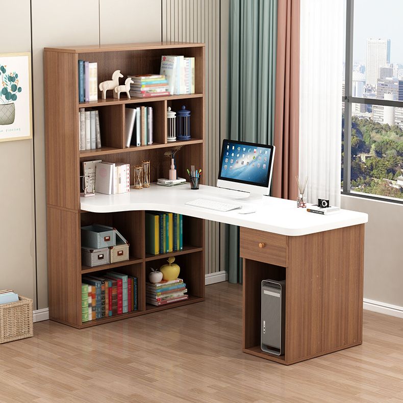Contemporary Style Computer Desk Bedroom Writing Desk with Bookshelf Clearhalo 'furn' 'furn_office_desk' 'Furniture' 'furniture_office_desk' 'Office Desks' 'Office Furniture' 'office_desk' 1200x1200_524539ec-e0b9-4b61-96ef-3c9300119155