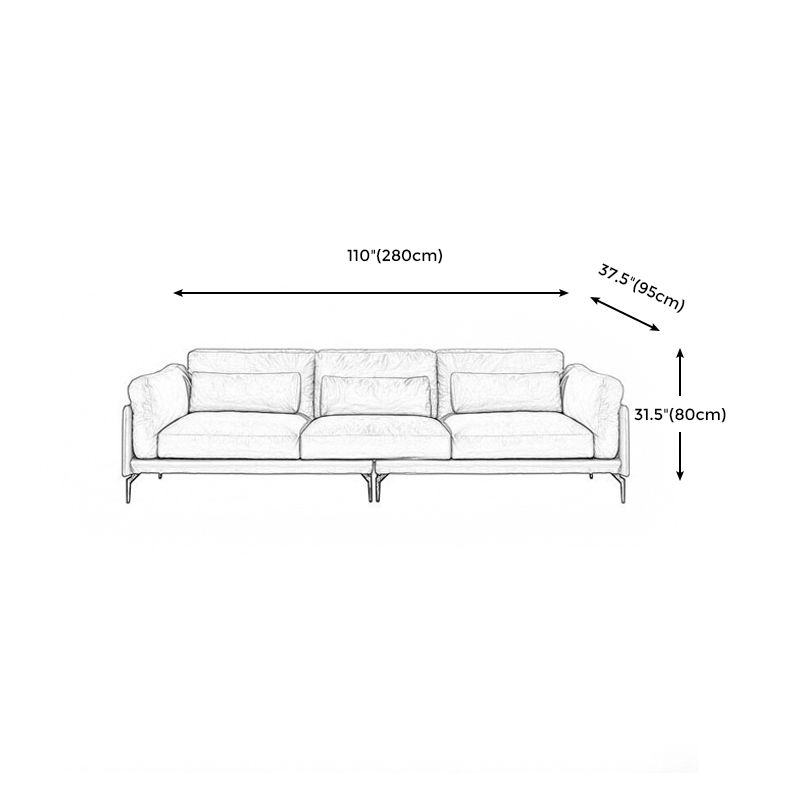 Genuine Leather Square Arm Bench Seating with Bolster Pillows Brown Settee Furniture Clearhalo 'furn' 'furn_sectionals' 'Furniture' 'furniture_sectionals' 'kitchen' 'kitchen_sectionals' 'Living Room Furniture' 'Sectionals' 1200x1200_5249094c-775b-429a-bcce-1080593fb2d2