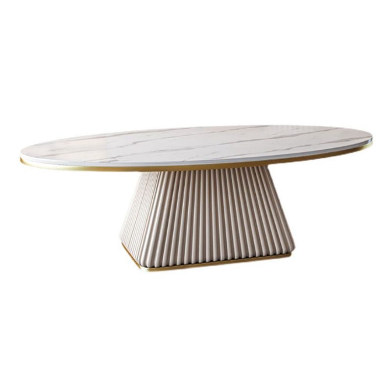 Elliptical Stone Coffee Table Pedestal 1 Single Cocktail Table - 17.72" H Clearhalo 'Coffee & Accent Tables' 'Coffee Tables' 'coffee_tables' 'furn' 'furn_coffee_tables' 'Furniture' 'Living Room Furniture' 1200x1200_524a175e-db28-4e15-9f2c-e975d4c95153