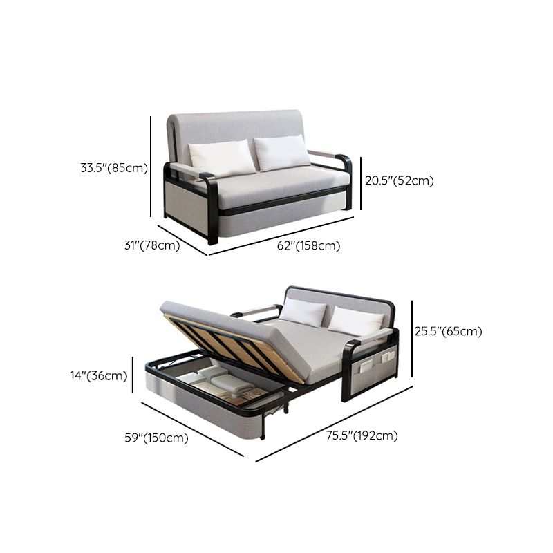 Sofa contemporain de 30 "de large oreiller gris futon inclus canapé-lit de rangement