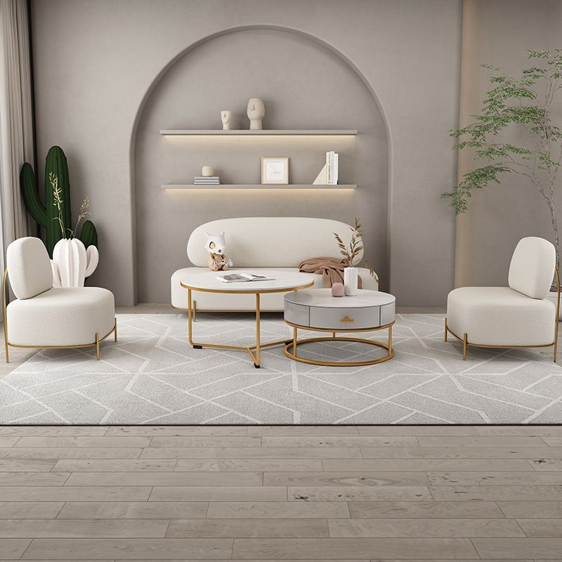 29.5"/31.5" H Contemporary White Wool Armless Sofa for Apartment