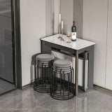 Rectangle Folding Dining Table Wood and Stone Dining Table for Dining Room