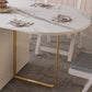 Modern Sintered Stone Dining Table Oval Drop-Leaf 59" Dining Table with Gold Frame Clearhalo ' dining_table' 'Dining Tables & Seating' 'Dining Tables' 'furn' 'furn_dining_table' 'Furniture' 'furniture_dining_table' 'Kitchen & Dining Furniture' 'kitchen&dining_furn' 'kitchen' 'kitchen_dining_table' 1200x1200_52502e62-15e2-44fa-893f-f5300196af0c