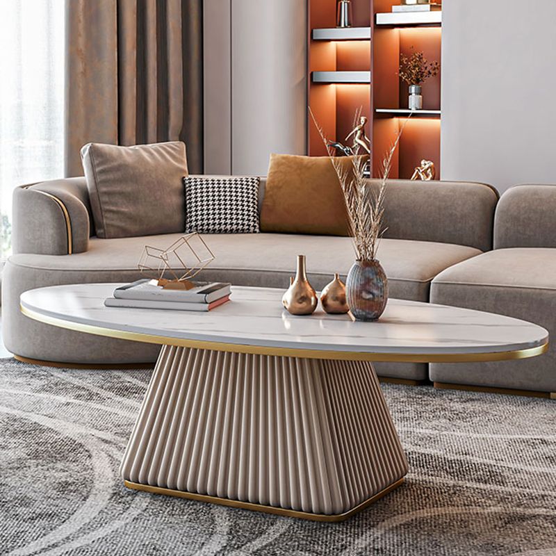 Glam Metal and Slate Cocktail Table Pedestal Coffee Table for Living Room Clearhalo 'Coffee & Accent Tables' 'Coffee Tables' 'coffee_tables' 'furn' 'furn_coffee_tables' 'Furniture' 'Living Room Furniture' 1200x1200_525244b2-9f42-4ea0-bd96-93c56594ec6c