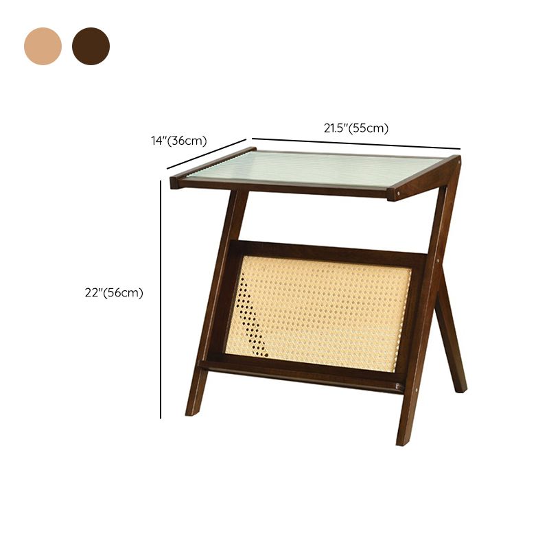 Tavolino laterale di accento rettangolare modernistico e laterale in legno e vetro