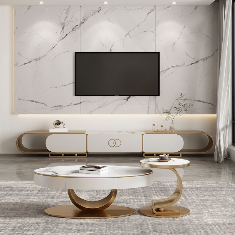 Glam TV Console Open Storage Stone Media Console with Drawer for Home Clearhalo 'furn' 'furn_tv_stands_entertainment_centers' 'Furniture' 'Living Room Furniture' 'TV Stands & Entertainment Centers' 'TV Stands & Media Storage Furniture' 'tv_stands_entertainment_centers' 1200x1200_52547efa-b308-493f-b438-3285221dd29e