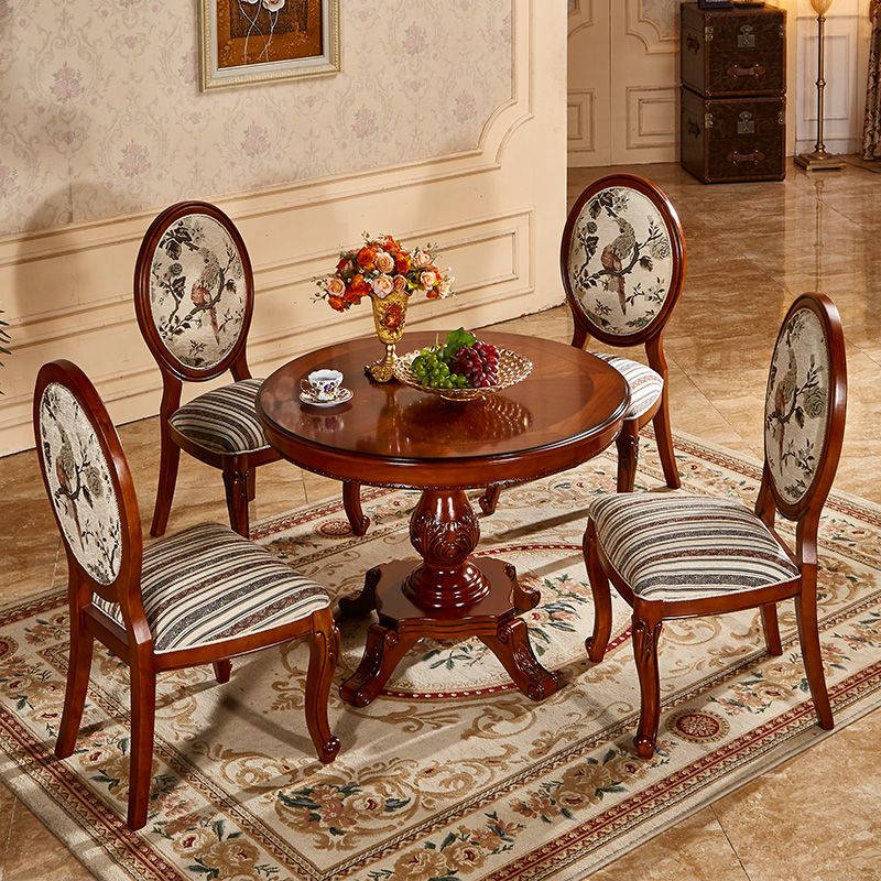 Solid Wood Victorian Round Dining Table Rubberwood Top Table for Home Clearhalo ' dining_table' 'Dining Tables & Seating' 'Dining Tables' 'Furniture' 'furniture_dining_table' 'Kitchen & Dining Furniture' 'kitchen&dining_furn' 'kitchen' 'kitchen_dining_table' 1200x1200_5254ecfb-b470-4a6a-ac73-10c6069ab96b