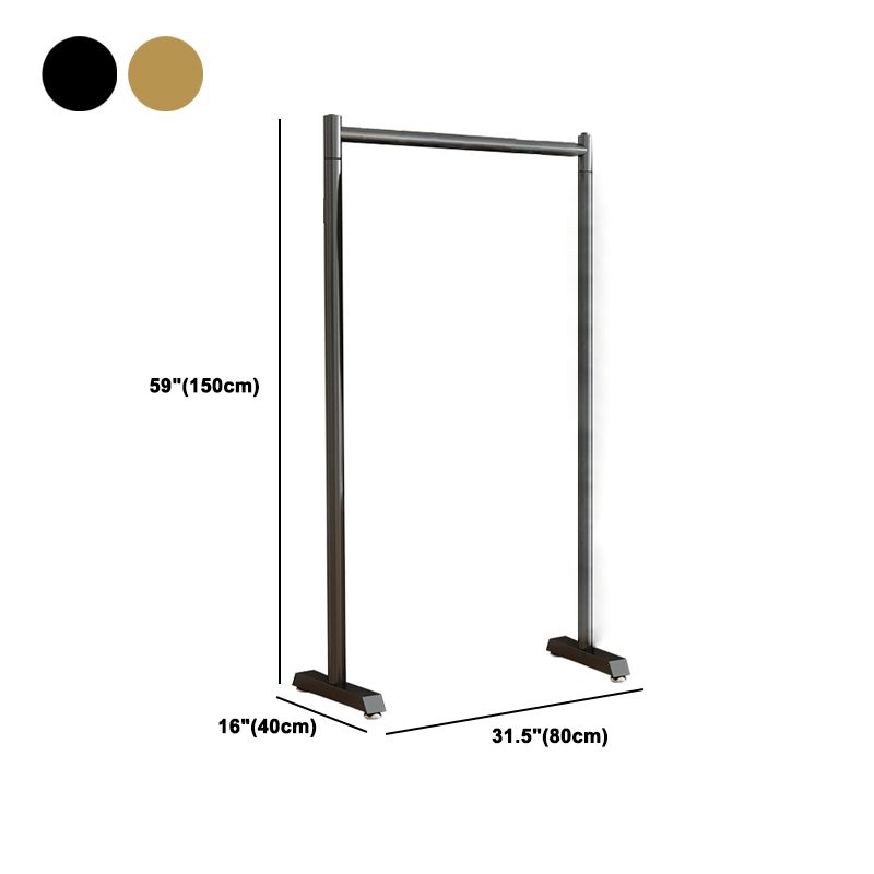 Armadiet in acciaio inossidabile a armadio aperto in stile contemporaneo con asta di abbigliamento