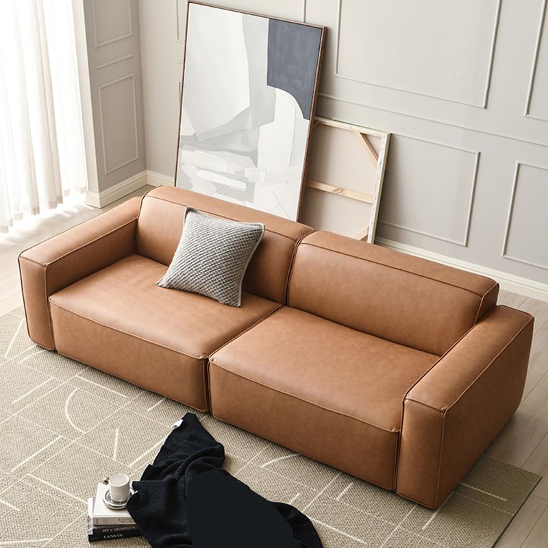 25.6 "Hリビングルーム用の現代フェイクレザースクエアアームソファー