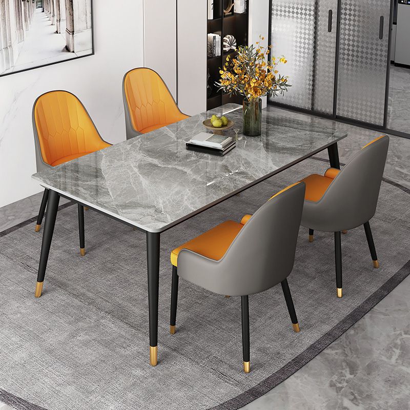 Rectangle Black Base Dining Table Modern Stone Table for Dining Room Use Clearhalo 'Dining Tables & Seating' 'Dining Tables' 'dining_table' 'furn' 'furn_dining_table' 'Furniture' 'Kitchen & Dining Furniture' 1200x1200_525602e0-c695-4c59-9fc3-e573dbcf729a
