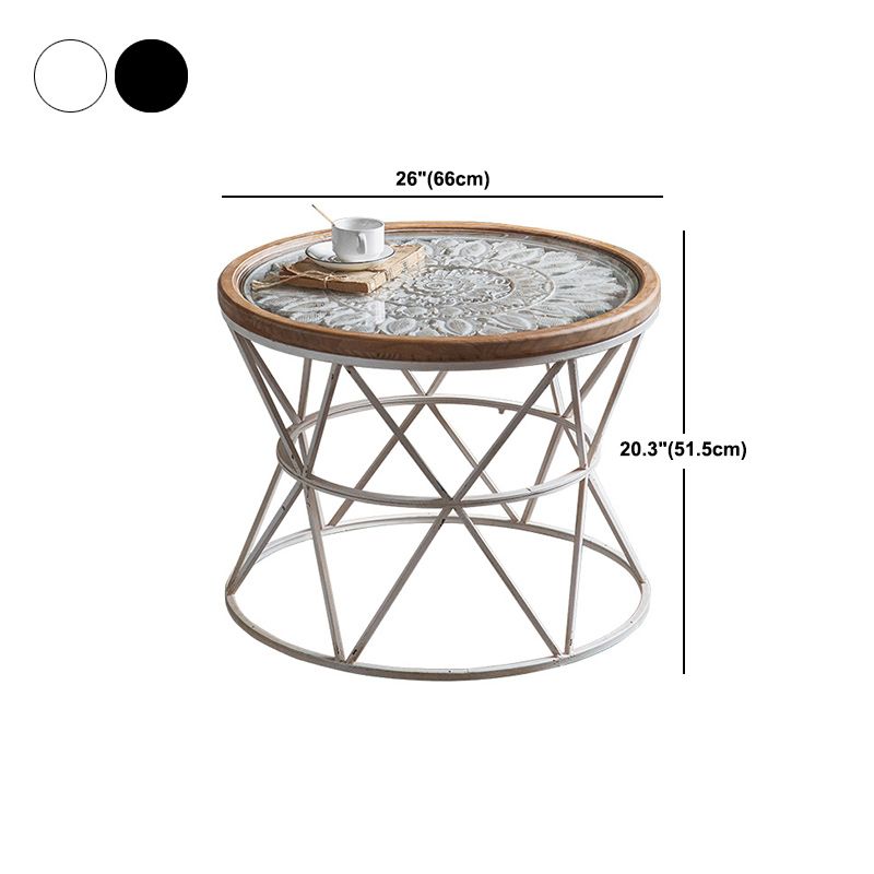 Frame French Country Round Coffee Table Distressed Wood Cocktail Table Clearhalo 'Coffee & Accent Tables' 'Coffee Tables' 'coffee_tables' 'furn' 'furn_coffee_tables' 'Furniture' 'Living Room Furniture' 1200x1200_52562a6f-0f9d-4c38-9355-88a5542c40be