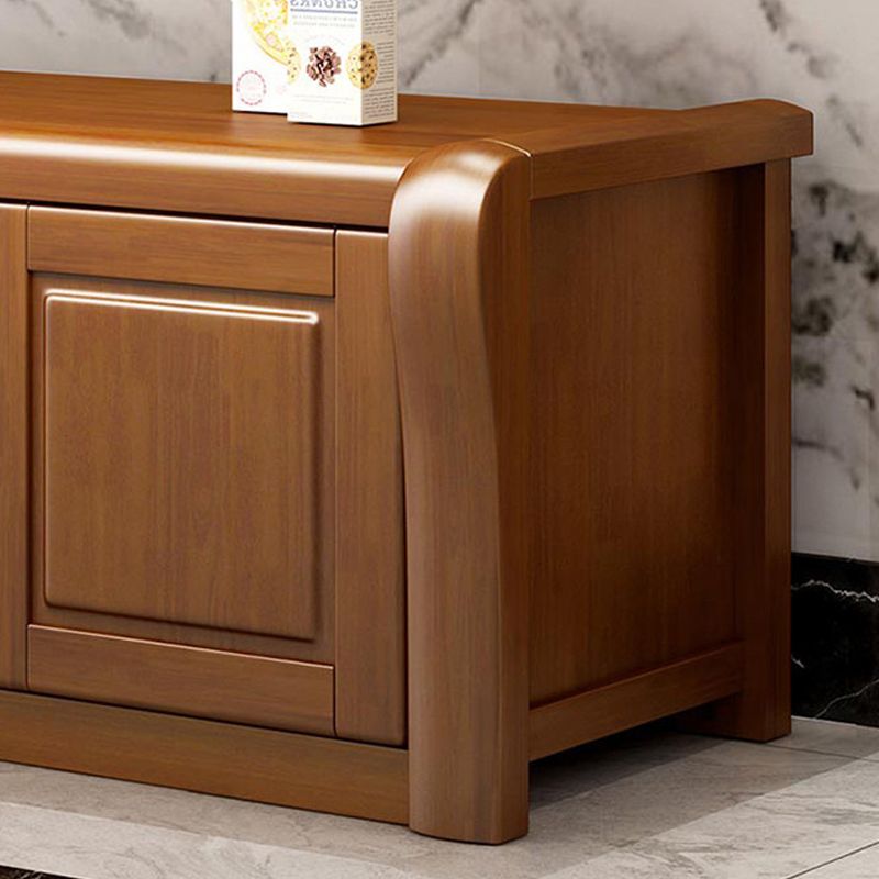 Soporte de madera moderno para TV, consola de almacenamiento abierto, soporte multimedia para TV con puertas para sala de estar