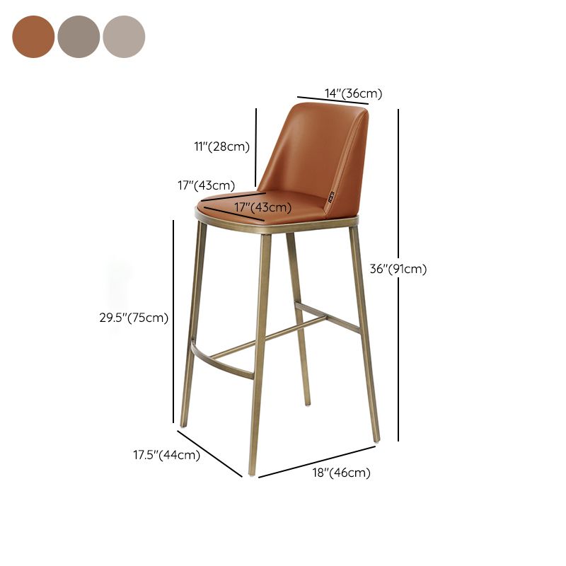 Glam Backrest Armless Counter Stool Iron Bar Stool with Cushion for Cafe Clearhalo 'Bar Furniture' 'Bar Stools' 'bar_stools' 'furn' 'furn_bar_stools' 'Furniture' 'Kitchen & Dining Furniture' 1200x1200_5258b5df-320b-4fef-96d0-f8ed804e2d27
