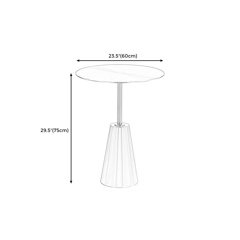 Zeitgenössischer rostfreier Stahlrund -Side -End -Endtisch mit Metallpodestbein