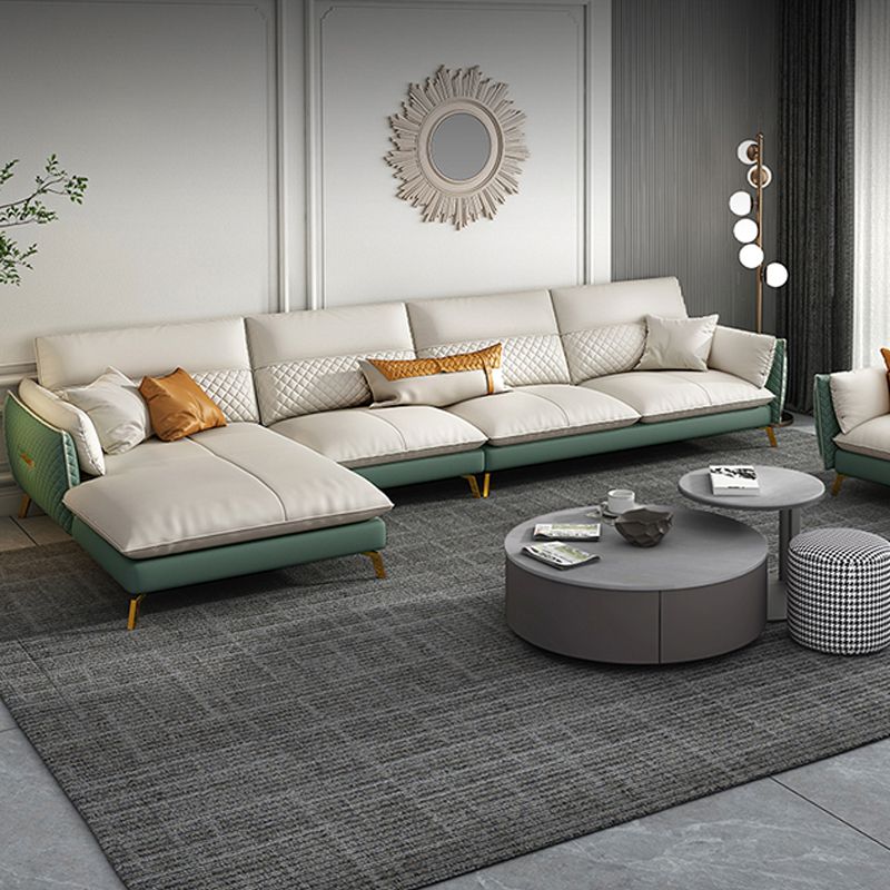 Divano sezionale in pelle autentica 35.43 "divano alto con cuscino