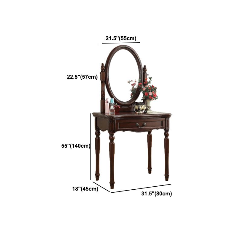 55.1"height Brown/ White Wood Makeup Vanity with Drawers and Mirror Clearhalo 'Bedroom Furniture' 'furn' 'furn_makeup_vanities' 'Furniture' 'Makeup Vanities' 'makeup_vanities' 1200x1200_525b03f6-1d91-4533-97be-de59f381de74