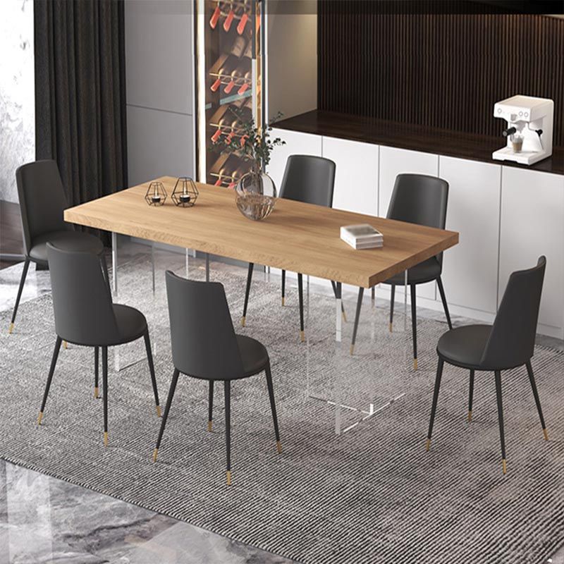 Contemporary Natural Wood Table Home Rectangle Dining Table with Double Pedestal Clearhalo 'Dining Tables & Seating' 'Dining Tables' 'dining_table' 'furn' 'furn_dining_table' 'Furniture' 'furniture_dining_table' 'Kitchen & Dining Furniture' 'kitchen' 'kitchen_dining_table' 1200x1200_525c3ba8-e322-454d-af13-b66e49db2761