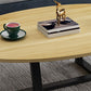 Metal Cross Legs Cocktail Table Wooden Oval Top Coffee Table Clearhalo 'Coffee & Accent Tables' 'Coffee Tables' 'coffee_tables' 'furn' 'furn_coffee_tables' 'Furniture' 'Living Room Furniture' 1200x1200_525c3c96-e02d-4429-9fa6-0f003e8b265d
