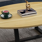 Metal Cross Legs Cocktail Table Wooden Oval Top Coffee Table Clearhalo 'Coffee & Accent Tables' 'Coffee Tables' 'coffee_tables' 'furn' 'furn_coffee_tables' 'Furniture' 'Living Room Furniture' 1200x1200_525c3c96-e02d-4429-9fa6-0f003e8b265d