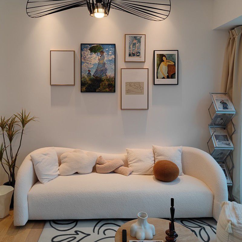 Stationary Sofa Living Room Tuxedo Arm Loveseat with Pillows