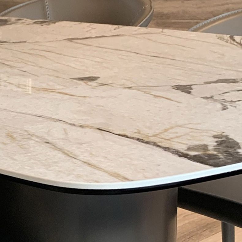 Metal Contemporary Rectangle Table Sintered Stone Dining Table with Pedestal Base Clearhalo ' dining_table' 'Dining Tables & Seating' 'Dining Tables' 'furn' 'furn_dining_table' 'Furniture' 'furniture_dining_table' 'Kitchen & Dining Furniture' 'kitchen&dining_furn' 'kitchen' 'kitchen_dining_table' 1200x1200_525d1a60-fbf0-42b3-b758-792f63f8c995