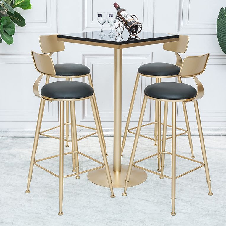 Stone Bar Dining Table Glam Round /Square Bar Table with Pedestal for Dining Room Clearhalo 'Bar Furniture' 'Bar Tables' 'bar_tables' 'furn' 'furn_bar_tables' 'Furniture' 'furniture_bar_tables' 'Kitchen & Dining Furniture' 1200x1200_525e8c1f-b169-4171-9db7-14688924a886