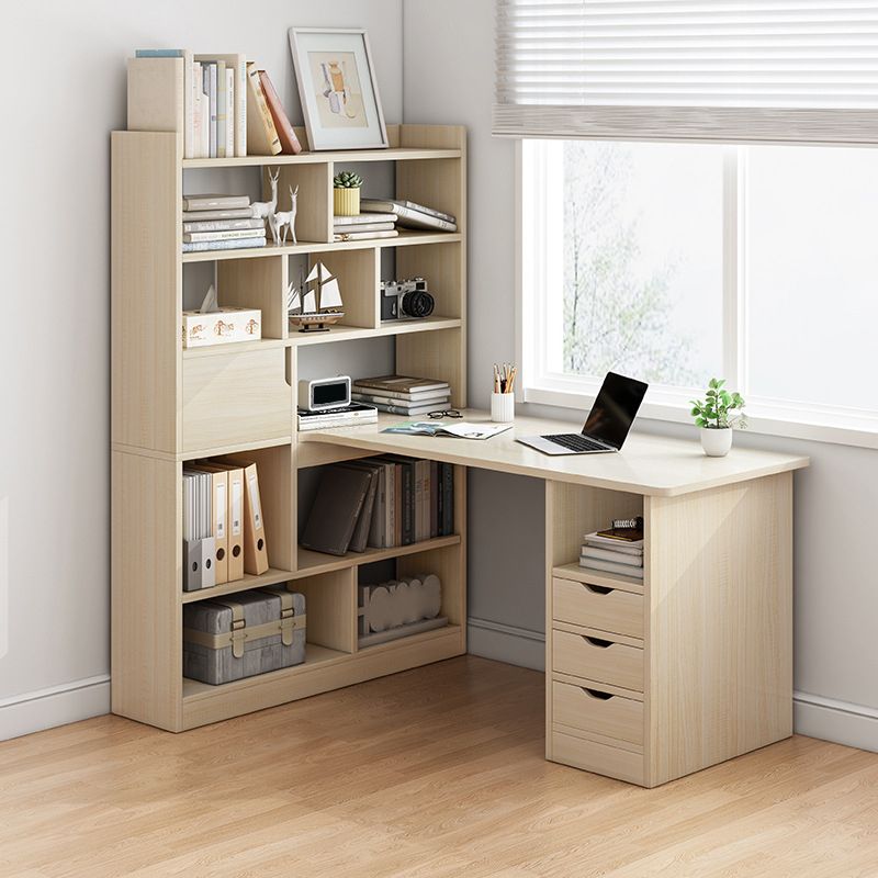 28.15-Inch Modern & Contemporary L-Shape Wooden Desk Bedroom with Bookshelf Writing Desk Clearhalo 'furn' 'furn_office_desk' 'Furniture' 'Office Desks' 'Office Furniture' 'office_desk' 1200x1200_525eede7-b585-40a7-9837-4417ad9c9c35