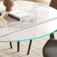 Round Dining Table with Leaf Extension Modern Stone Black Legs Dinette Table Clearhalo 'Dining Tables & Seating' 'Dining Tables' 'dining_table' 'furn' 'furn_dining_table' 'Furniture' 'Kitchen & Dining Furniture' 1200x1200_52600c4f-fb53-4c3f-9822-dde05af0dbb1