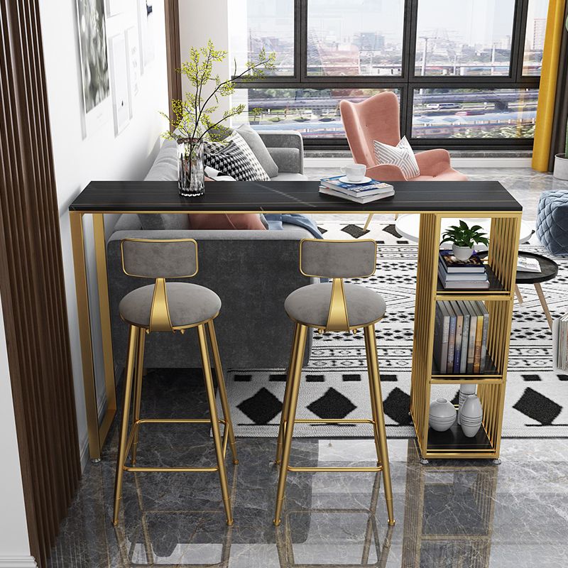 Glam Marble Bar Table with Rectangle Table Top Double Pedestal Table with 42-inch Height Clearhalo 'Bar Furniture' 'Bar Tables' 'bar_tables' 'furn' 'furn_bar_tables' 'Furniture' 'furniture_bar_tables' 'Kitchen & Dining Furniture' 1200x1200_5261a18c-4a64-4c1f-8f66-2714f3cdc70a