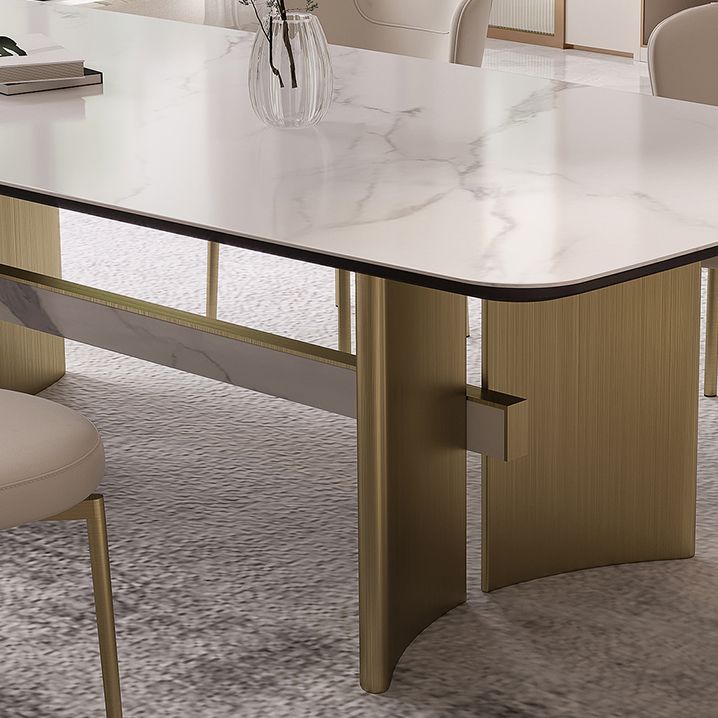 Set da tavolo rettangolare in pietra sinterizzata stile nordico glam Set da pranzo da 1/4/5/7 pezzi per la casa