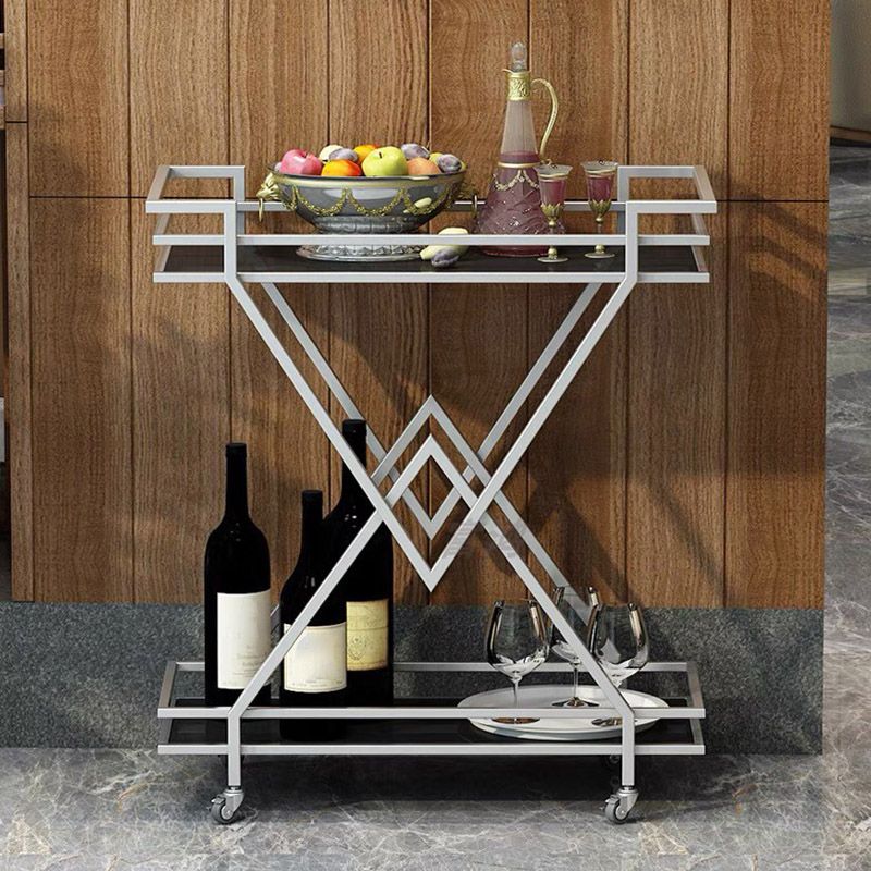 Open Storage Modern Prep Table Home Dining Rectangular Prep Table