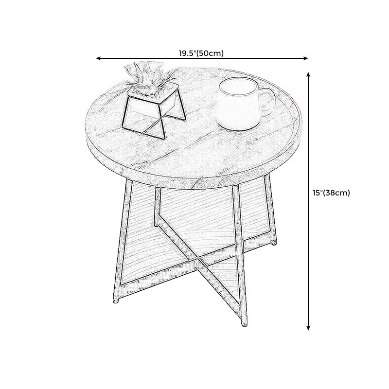 Stile moderno Black Metal Base Metal Bashing Wood/Walnut Oval/Round Table Top Side Table