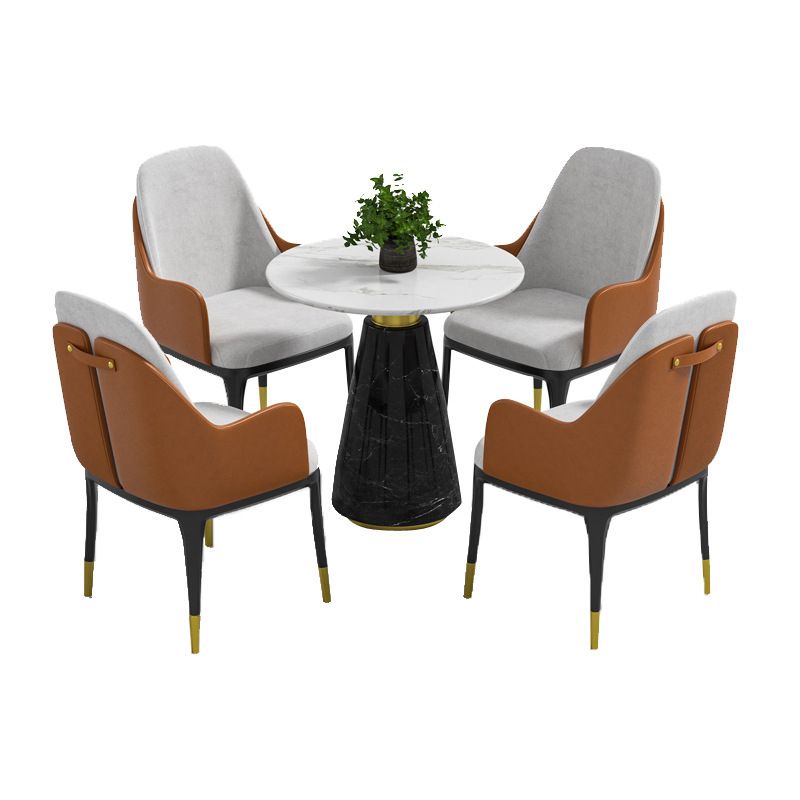 Glam Style Faux Marble Dining Set Round 1/4/5 Pieces Dining Set for Home Use Clearhalo 'Dining Room Sets' 'Dining Tables & Seating' 'dining_room_set' 'furn' 'furn_dining_room_set' 'Furniture' 'Kitchen & Dining Furniture' 1200x1200_5266d4c7-52ad-4d5e-9d91-715f0c05ddb6
